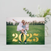 2025はっきりしたタイポグラフィ写真新年 箔シーズンカード (立ち正面)