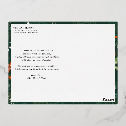 2025はっきりしたタイポグラフィ写真新年 箔シーズンポストカード (裏面)