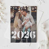 2025はっきりしたタイポグラフィ縦型写真新年 シーズンカード