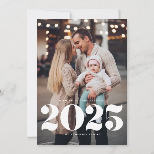 2025はっきりしたタイポグラフィ縦型写真新年 シーズンカード (正面)