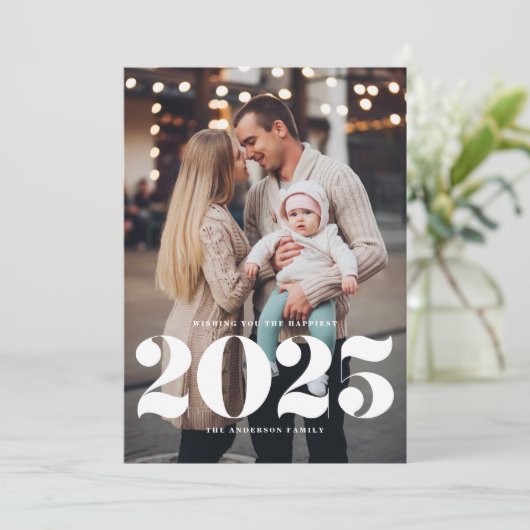 2025はっきりしたタイポグラフィ縦型写真新年 シーズンカード (スタンド正面)