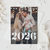 2025はっきりしたタイポグラフィ縦型写真新年 シーズンポストカード