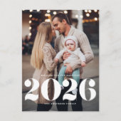 2025はっきりしたタイポグラフィ縦型写真新年 シーズンポストカード (正面)