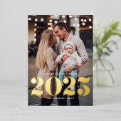 2025はっきりしたタイポグラフィ縦型写真新年 箔シーズンカード (立ち正面)