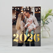 2025はっきりしたタイポグラフィ縦型写真新年 箔シーズンカード (立ち正面)