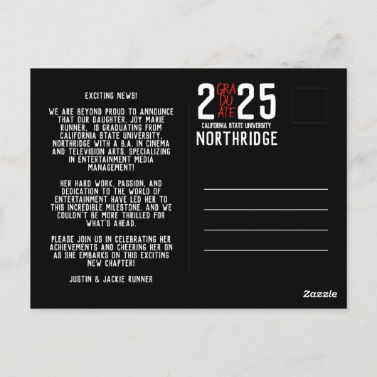 2025はっきりした年モダン写真卒業クラス ポストカード (裏面)