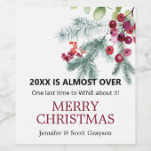 2025ももう終わり 冬のグリーン ホリデー ワインラベル (シングルラベル)