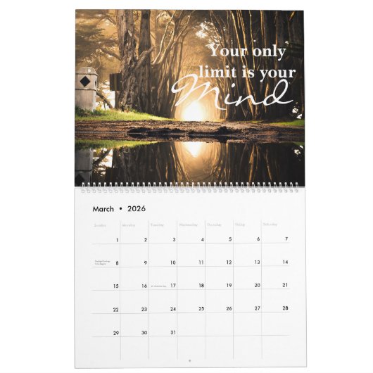 2025やる気を起こさせる引用文予定表 カレンダー (3月 2026)