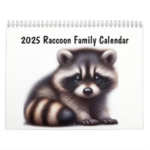 2025アライグマ家族おもしろい動物 カレンダー