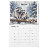 2025アライグマ家族おもしろい動物 カレンダー (1月 2027)