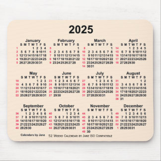 2025アンティークホワイト52週間ISOカレンダーby Janz マウスパッド