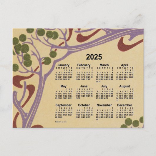 2025アールヌーボーミニカレンダーby Janz シーズンポストカード (正面)