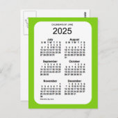 2025イエローグリーン6ヶ月ミニカレンダーby Janz ポストカード (正面/裏面)