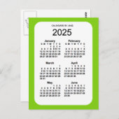 2025イエローグリーン6ヶ月ミニカレンダーby Janz ポストカード (正面/裏面)