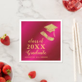 2025エレガント年のホットガーリーピンクと金ゴールド卒業 スタンダードカクテルナプキン (インサイチュ)