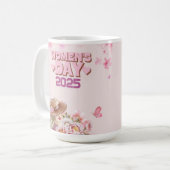 2025エレガント年の女性デーとピンクフローラデザイン コーヒーマグカップ (正面左)