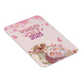 2025エレガント年の女性デーとピンクフローラデザイン マグネット (右側)