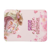 2025エレガント年の女性デーとピンクフローラデザイン マグネット (横)