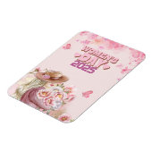 2025エレガント年の女性デーとピンクフローラデザイン マグネット (左側)