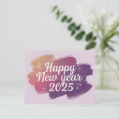 2025エレガント年カラフル末年始の水彩 シーズンポストカード (スタンド正面)