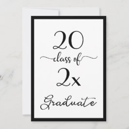 2025エレガント年白黒卒業パーティーのクラス 招待状