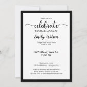 2025エレガント年白黒卒業パーティーのクラス 招待状 (裏面)