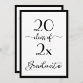 2025エレガント年白黒卒業パーティーのクラス 招待状 (正面/裏面)