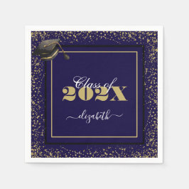 2025エレガント年金ゴールド卒業クラス名前をカスタムする スタンダードカクテルナプキン