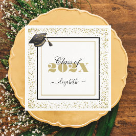 2025エレガント年金ゴールド卒業クラス名前をカスタムする スタンダードカクテルナプキン