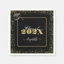 2025エレガント年金ゴールド卒業クラス名前をカスタムする スタンダードカクテルナプキン