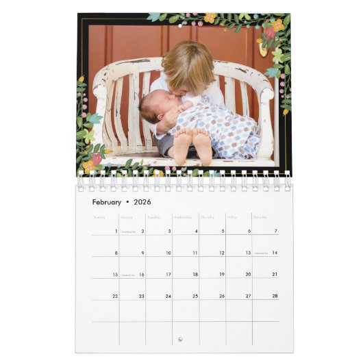 2025エレガント年2ページの予定表に自分の写真を追加 カレンダー (2月 2026)