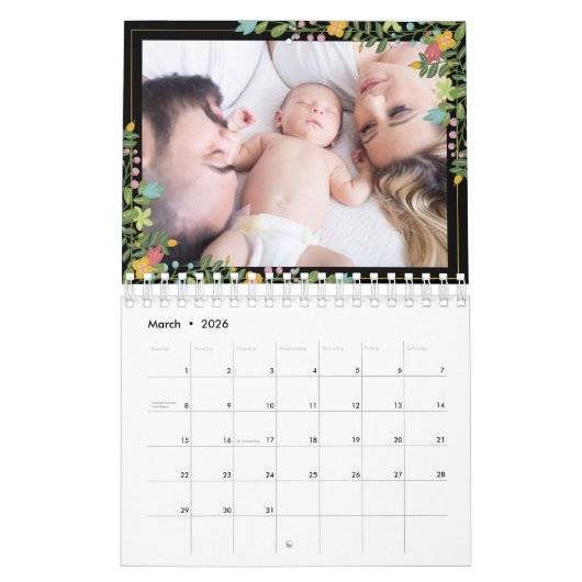 2025エレガント年2ページの予定表に自分の写真を追加 カレンダー (3月 2026)