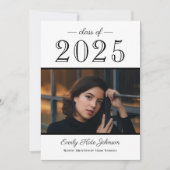 2025エレガント白黒写真卒業パーティー 招待状 (正面)