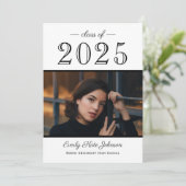 2025エレガント白黒写真卒業パーティー 招待状 (スタンド正面)