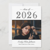 2025エレガント白黒写真卒業パーティー 招待状 (正面)