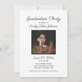 2025エレガント白黒写真卒業パーティー 招待状 (裏面)