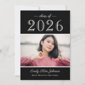 2025エレガント白黒写真卒業パーティー 招待状 (正面)