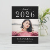 2025エレガント白黒写真卒業パーティー 招待状 (スタンド正面)