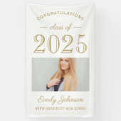 2025エレガント金ゴールド白カスタム写真卒業 横断幕 (縦)