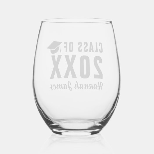 2025カスタム年はっきりした卒業パーティーの黒組 ステムなしワイングラス (裏面)