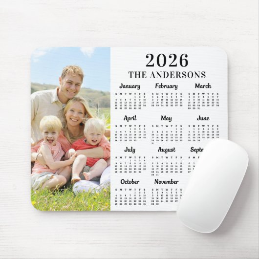 2025カスタム年フォトファモダンミリ12ヶ月カレンダー マウスパッド (マウス)