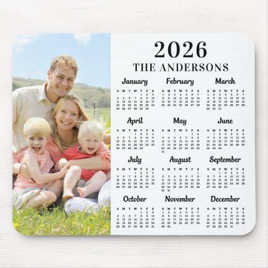 2025カスタム年フォトファモダンミリ12ヶ月カレンダー マウスパッド (正面)