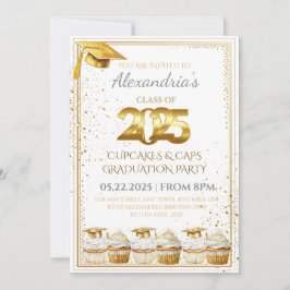 2025カップケーキ&キャップ卒業招待状 招待状