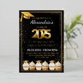 2025カップケーキ&キャップ卒業招待状 箔招待状 (立ち正面)