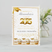 2025カップケーキ&キャップ卒業招待状 箔招待状 (立ち正面)