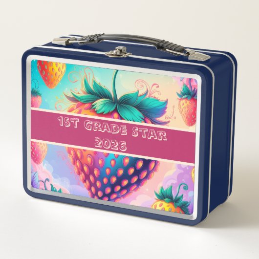 2025カラフル年いちご1年生スター メタルランチボックス (正面)