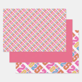 2025カラフル年のパターン ラッピングペーパーシート