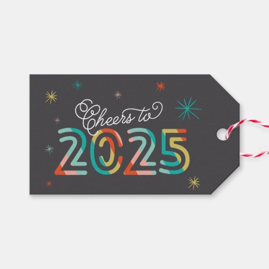 2025カラフル年応援スターバスト新年おめでとう ギフトタグ (正面(横))