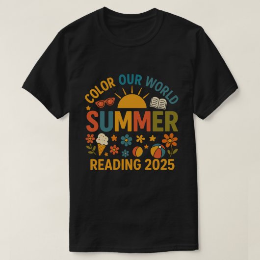 2025カラフル年読夏のおもしろい Tシャツ (デザイン正面)