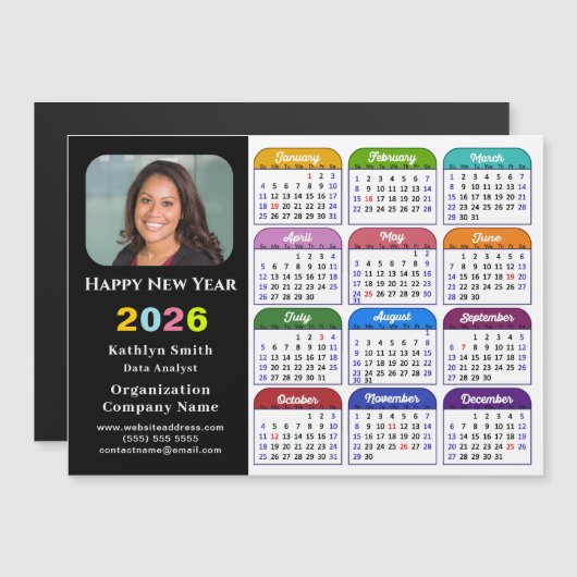 2025カラーカレンダー米国の休日企業の磁気 (正面/裏面)